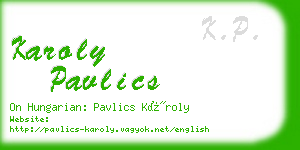 karoly pavlics business card